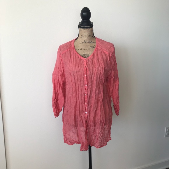 Eileen Fisher Tops - Eileen Fisher Linen Button Down Blouse Size 1X